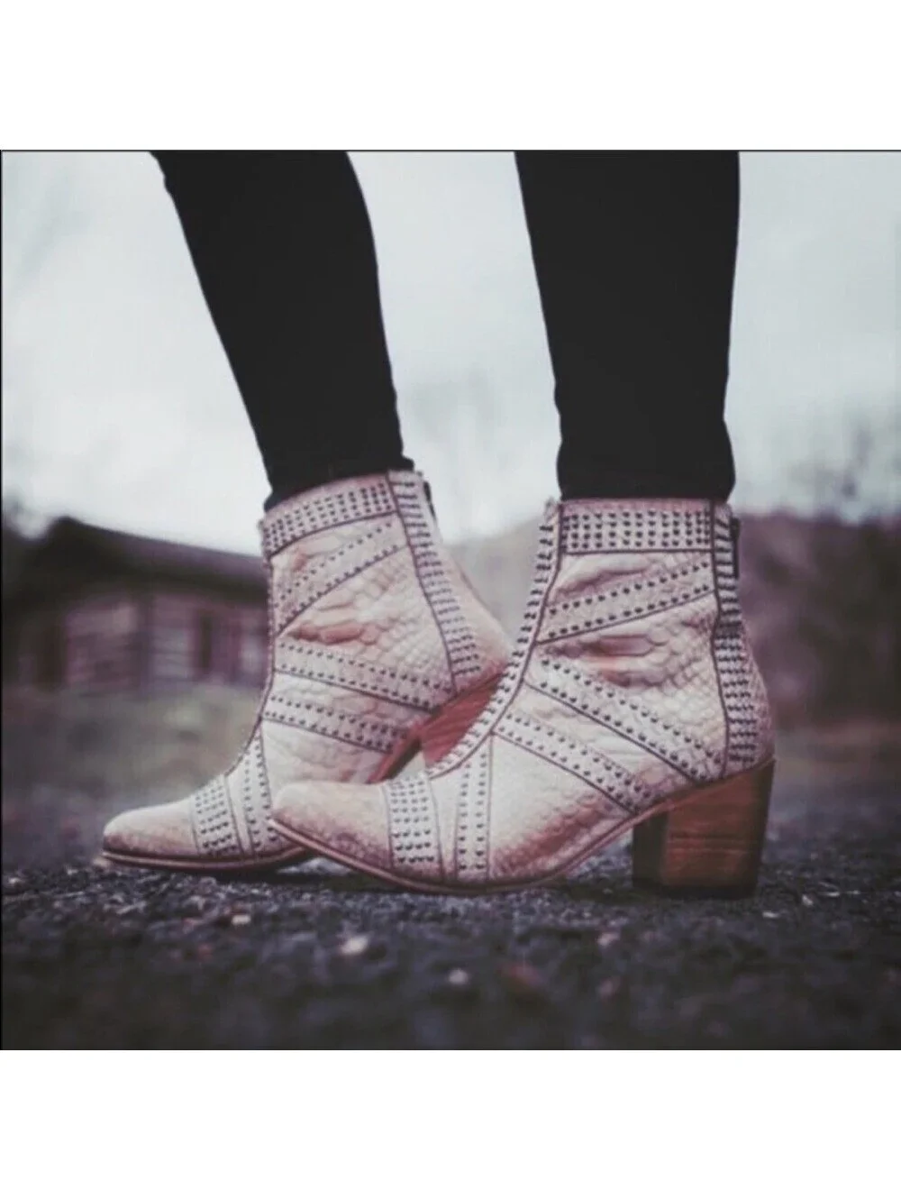 Freebird‎ by Steven Nelle Studded Cream Ankle Booties